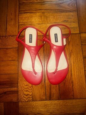 Nine West Red T-Strap Slingback Sandals